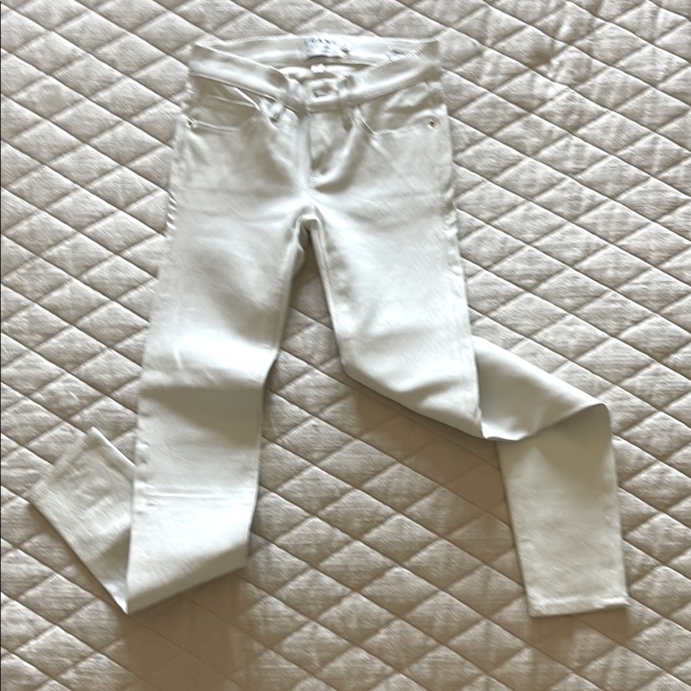 Frame le skinny de jeanne blanc leather
